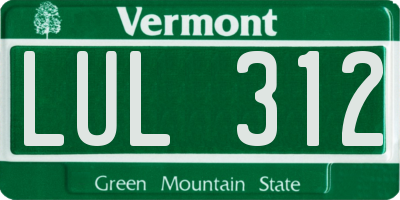 VT license plate LUL312