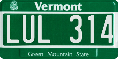 VT license plate LUL314