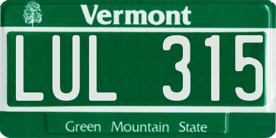 VT license plate LUL315