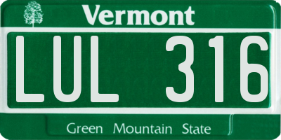 VT license plate LUL316
