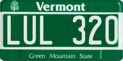 VT license plate LUL320