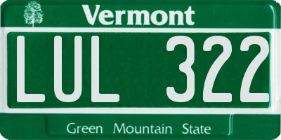 VT license plate LUL322