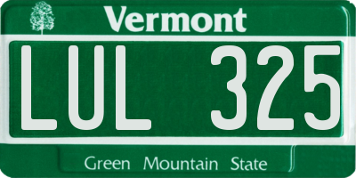 VT license plate LUL325
