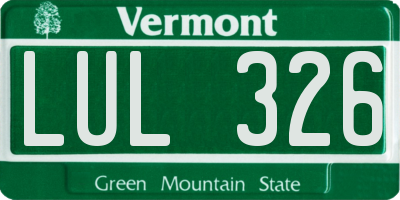 VT license plate LUL326