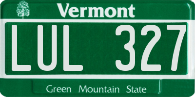 VT license plate LUL327