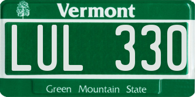 VT license plate LUL330