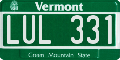 VT license plate LUL331