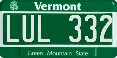VT license plate LUL332