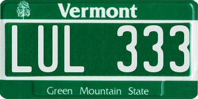 VT license plate LUL333