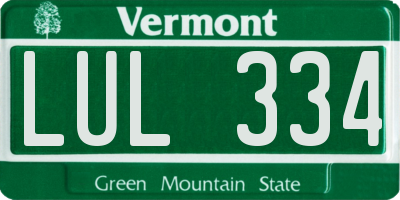 VT license plate LUL334