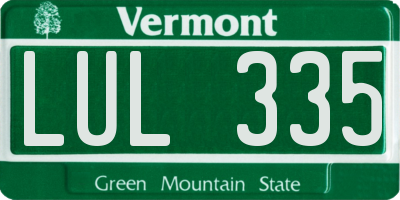 VT license plate LUL335