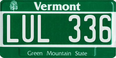 VT license plate LUL336