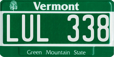 VT license plate LUL338