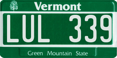 VT license plate LUL339
