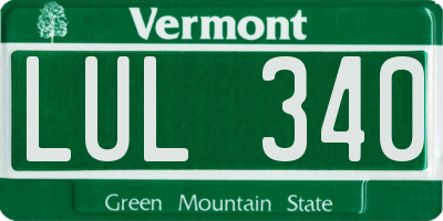 VT license plate LUL340