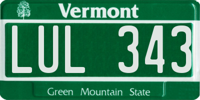 VT license plate LUL343