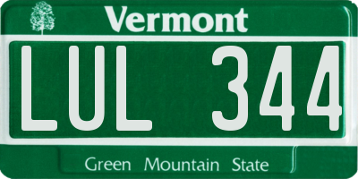 VT license plate LUL344