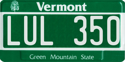 VT license plate LUL350