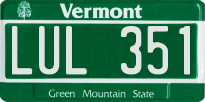 VT license plate LUL351