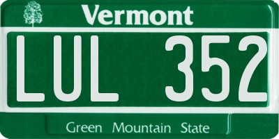 VT license plate LUL352