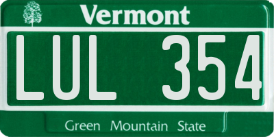 VT license plate LUL354