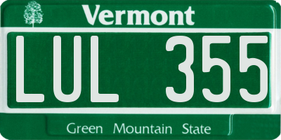 VT license plate LUL355