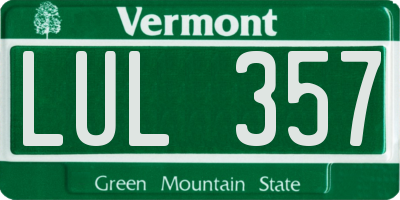 VT license plate LUL357