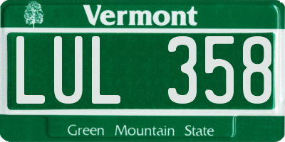 VT license plate LUL358