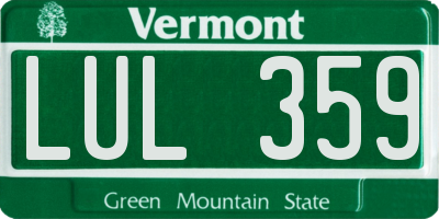 VT license plate LUL359