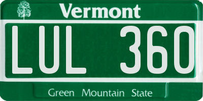 VT license plate LUL360