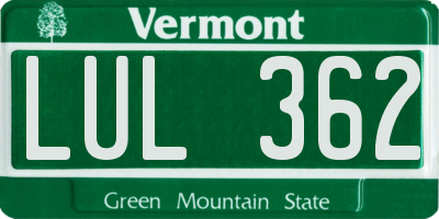 VT license plate LUL362
