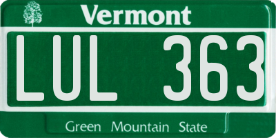 VT license plate LUL363