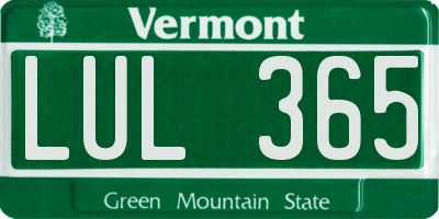 VT license plate LUL365