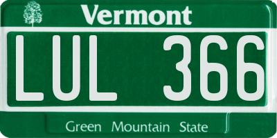 VT license plate LUL366