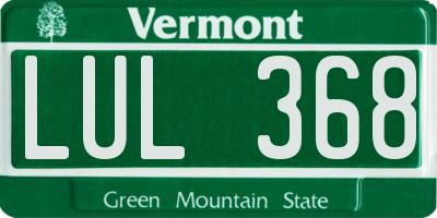 VT license plate LUL368
