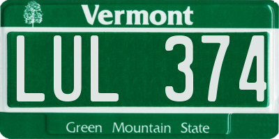 VT license plate LUL374