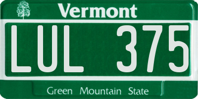 VT license plate LUL375