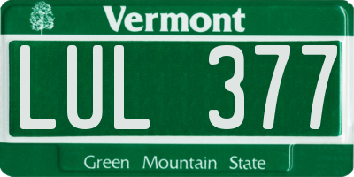 VT license plate LUL377
