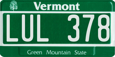VT license plate LUL378
