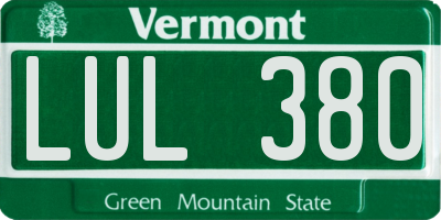 VT license plate LUL380