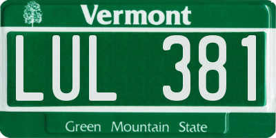 VT license plate LUL381