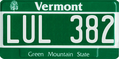 VT license plate LUL382