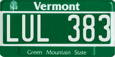 VT license plate LUL383