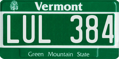 VT license plate LUL384