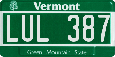 VT license plate LUL387