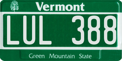 VT license plate LUL388