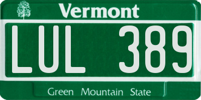 VT license plate LUL389