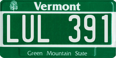 VT license plate LUL391