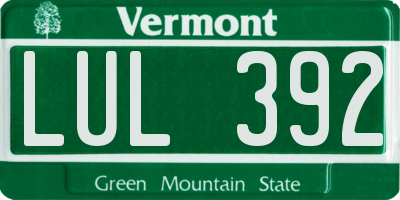 VT license plate LUL392