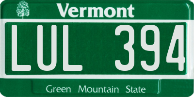 VT license plate LUL394